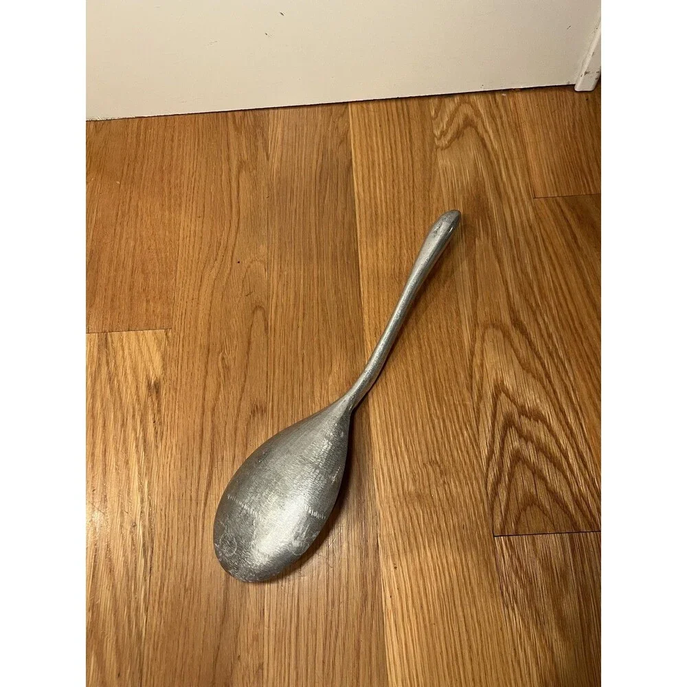 Vintage Handmade Large Metal Serving Spoon 13 Inch Marked Handle Kitchen Decor